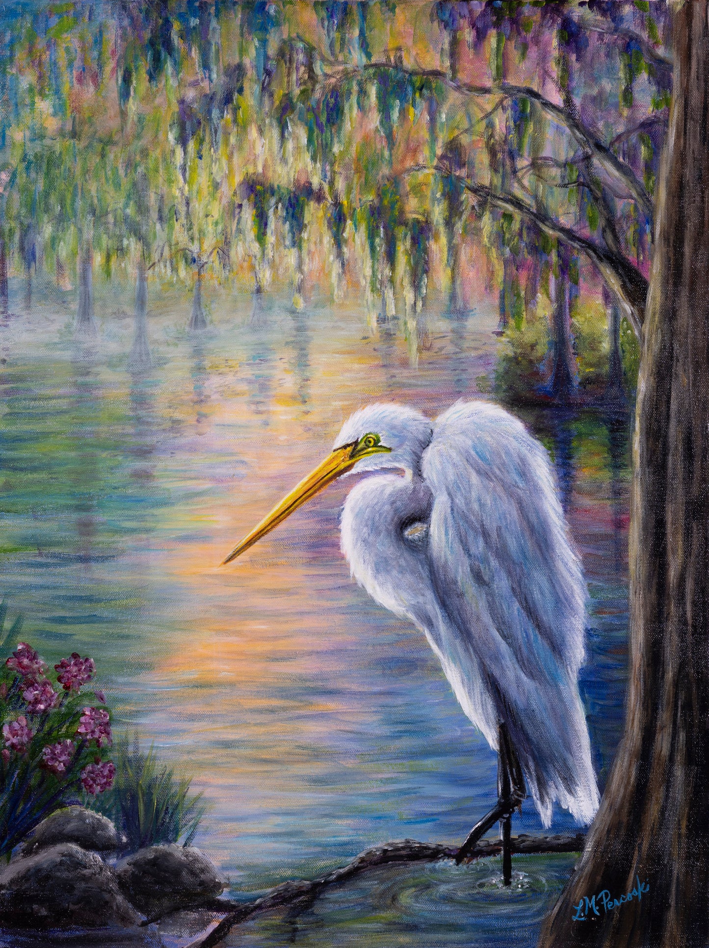 4a Misty Marsh with Egret Archival giclee prints